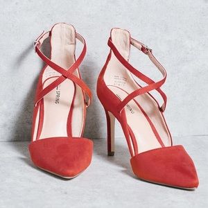 Call it Spring red D’Orsay strappy heels